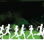 Tight grunge graphic silhouette background illustration of a Jogging or runners Club. Scale to any size. Check out my "Fitness, Exercise & Running” light box for more.